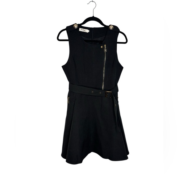 Old Money Grunge Black Belted Bow Accent Mini Dress Size Large - Picture 1 of 12